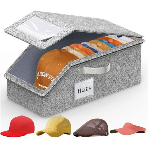 Hat storage box baseball cap organizer stackable closet container holds 20 caps - Picture 1 of 7